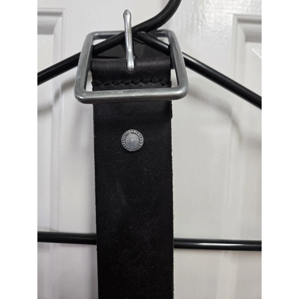 American Eagle Men's Black Leather Belt Size 32 Casual Classic Buckle 4010-001